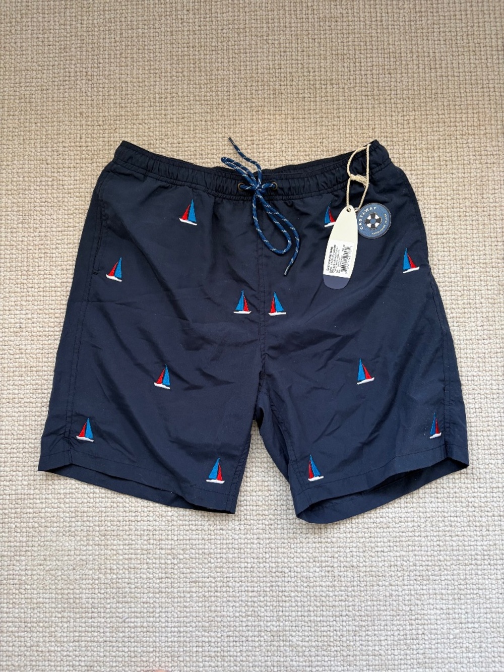 Castaway Nantucket Men’s Swimsuit with Sailboat Embroidery (M)